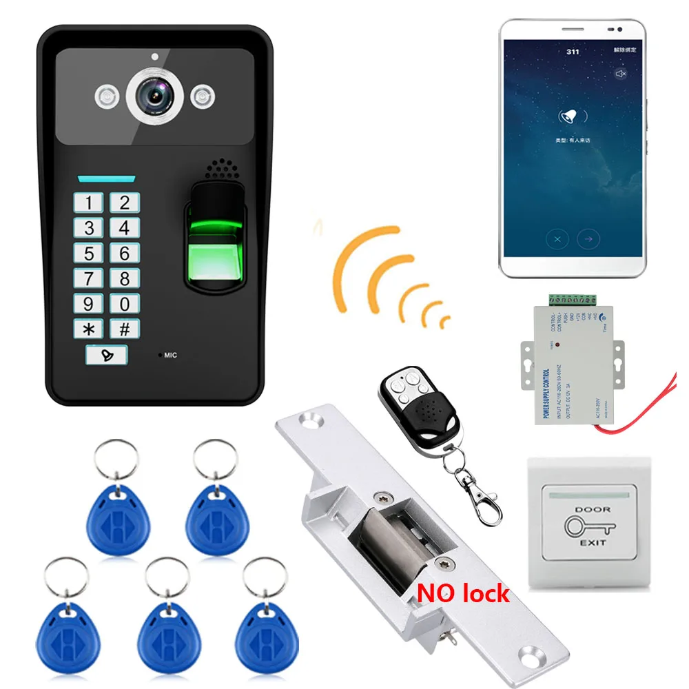 HD 720P Wireless WIFI RFID Password Video Door Phone Doorbell Intercom System Night Vision + Electric Strike Lock