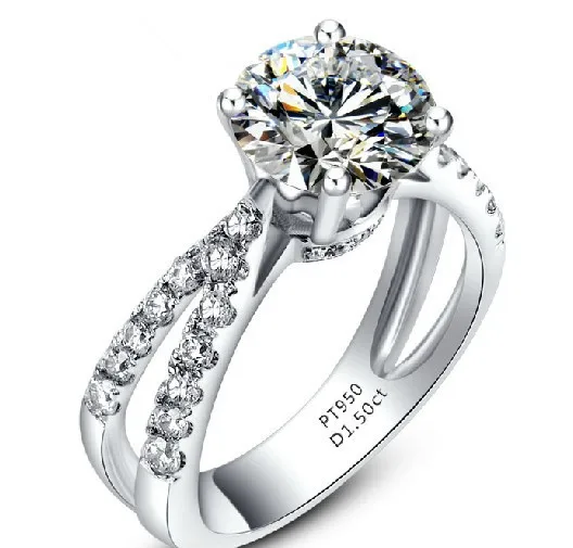 

Solid 18K White Gold 1.5CT CHARLES Moissanite Engagement Ring Beautiful Geometric Shape Solid Gold Ring