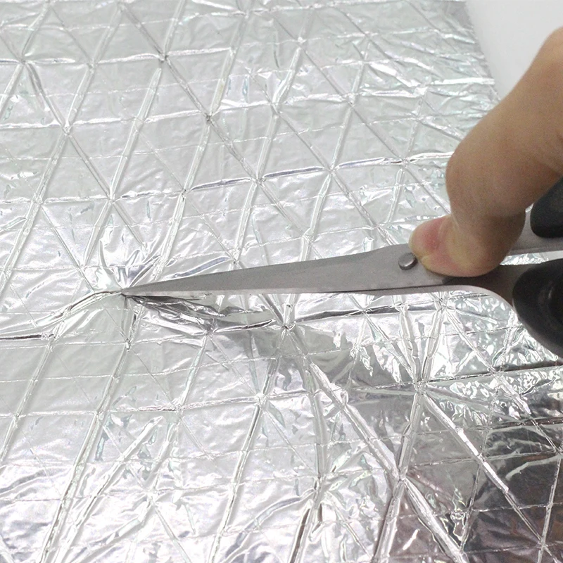 Cawanerl 140CM X 100CM Car Truck SUV Cover Heat Sound Insulation Mat Deadener Deadening Noise Control Aluminum Foil Mat 1 Piece