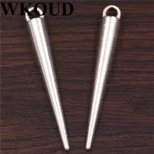 

WKOUD 6pcs Silver Color Metal Pin Spikes Charms Metal Bracelet Necklace Jewelry Findings A239