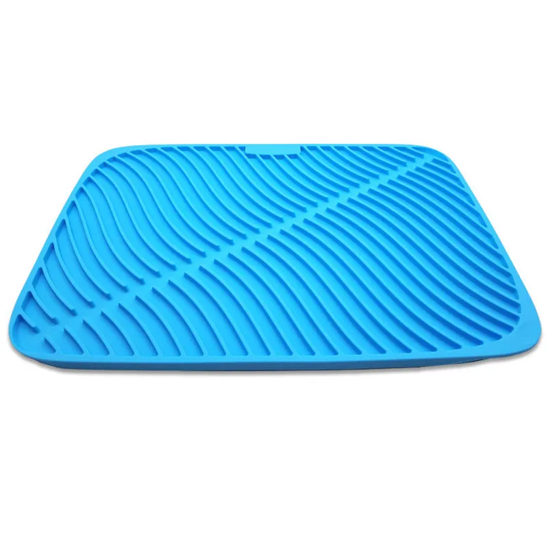 Большой силиконовый коврик для сушки посуды коврик для кухонного стола сливная раковина Антибактериальная сливная подставка держатель для горшка пищевой стакан - Цвет: Blue