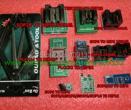 Full set 10 adapters for tl866 programmer, tl866cs / tl866A. + PLCC IC ...