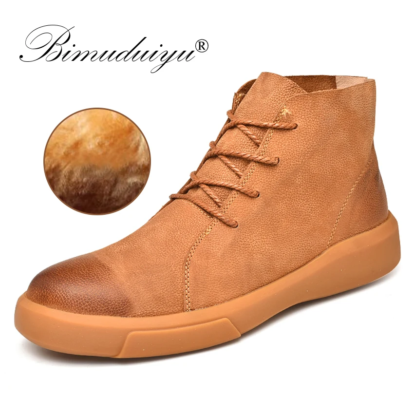 BIMUDUIYU Boots Men Autumn Winter Men Snow Boots Size 38~47 Warmest Cow Leather Ankle Work Boots Wear Comfort Winter Casual Shoe BIMUDUIYU Boots Men Autumn Winter Men Snow Boots Size 38~47 Warmest Cow Leather Ankle Work Boots Wear Comfort Winter Casual Shoe