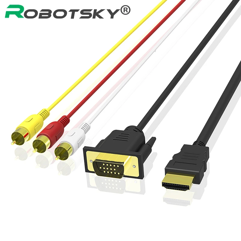 

1.5M /5FT HDMI HDTV to VGA 3 RCA Golden Plated Converter Adapter Cable 1080p For HDTV