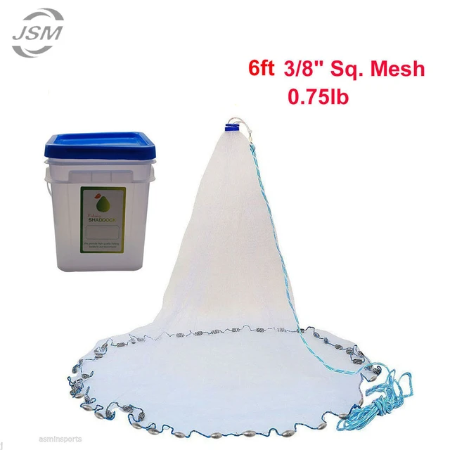 6ft 3/8 Sq Mesh American style Cast Net with lead Sinkers Sports Hand  Throw Fishing