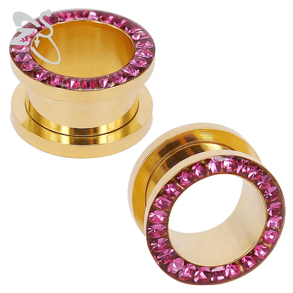 CZ кристалл классическая Ушная шина 2 цвета 316L серьги из нержавеющей стали пирсинг свежий ушной Туннель Носилки тела пирсинг ювелирные изделия