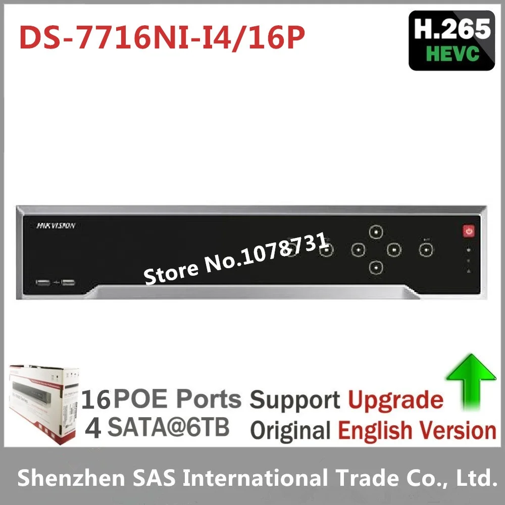 Hikvision DS-7716NI-I4/16P English version 16CH NVR with 4 SATA and 16 POE, HDMI up to 4K,ANR,alarm Recording at up to 12 MP