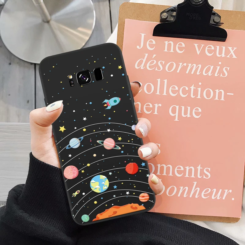 

JAMULAR Cute Planet Cat Rabbit Fish Phone Case For Samsung Galaxy S10 S8 S9 S10 Plus Note8 9 Bear Soft Silicone Back Cover Coque