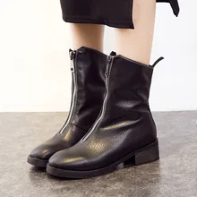 2018 couro Genuíno das mulheres martin botas botas de inverno botas feminina do sexo feminino com zíper motocicleta moda botas de tornozelo mulheres botas mujer