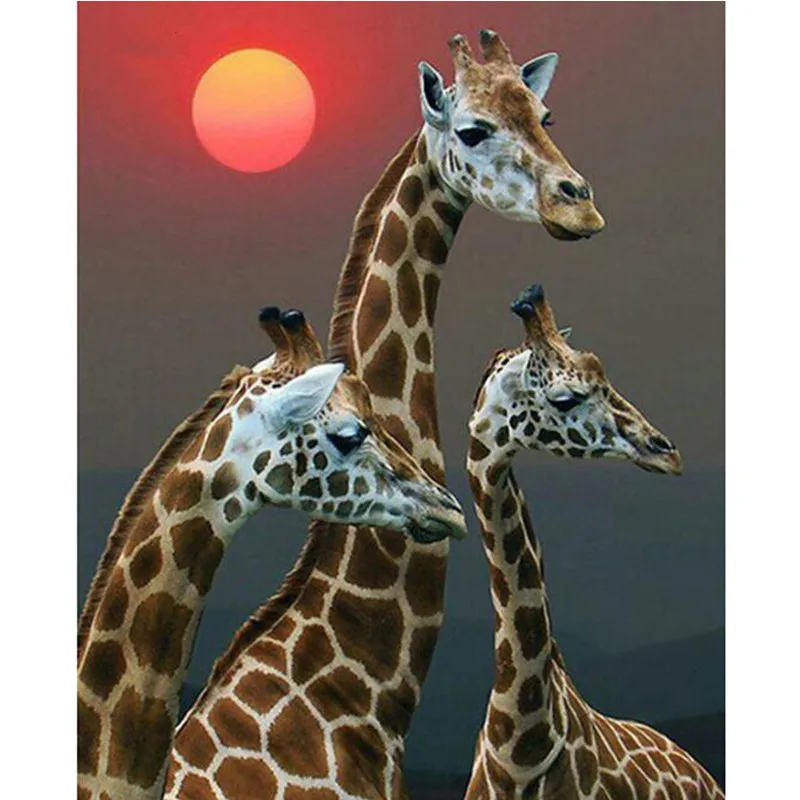 DIY giraffe family diamond painting giraffe group dimaond embroidery