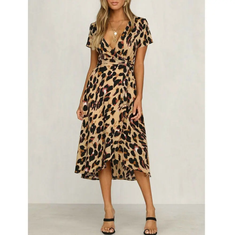 short sleeve leopard print dress