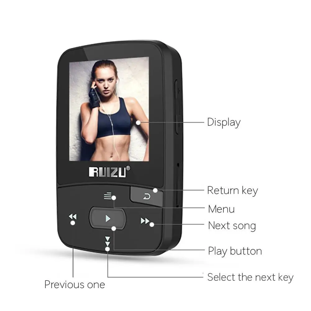 Ruidu X50 Спортивный Bluetooth MP3 музыкальный MP3 плеер рекордер FM радио Supprot SD карта клип Bluetooth MP3 плеер 8 ГБ 4 цвета на выбор