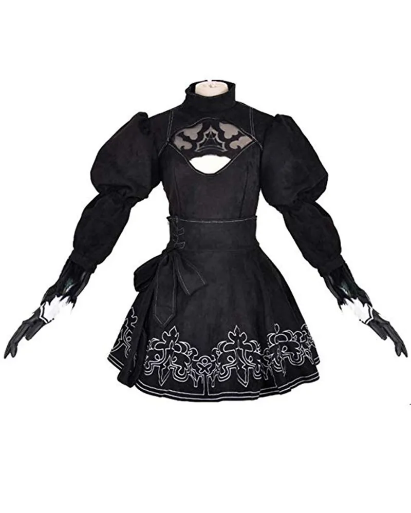 Nier Automata jorha 2B Косплей Костюм Аниме женская одежда Маскировка Костюм набор китайский размер Необычные Хэллоуин вечерние платья для девочек черное платье
