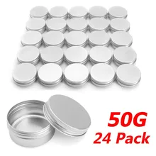 24/96 chiếc 50g Trống Lọ chiết Nhôm Tròn Tín Lon Hộp Bạc Lọ Kem Nồi Ốp Lưng Vít đường chỉ may Nắp Son Dưỡng Môi Hộp Đựng(China)
