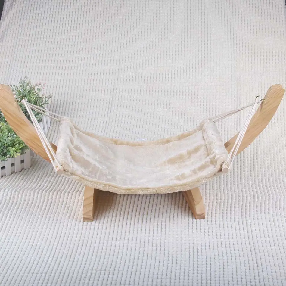 APAULAPET натуральный деревянный ручной работы маленький кот спальный гамак качающаяся люлька подстилка-кровать, одеяло для щенка домашних животных кровати для кошки - Цвет: plush
