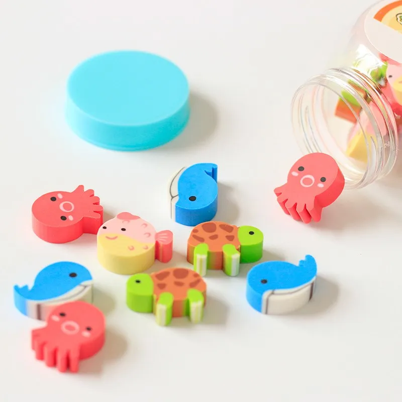 

1 Bottle Kawaii Cartoon Pencil Eraser Cute Animals and Fruits Design for Children Stationery Fantastic Eraser