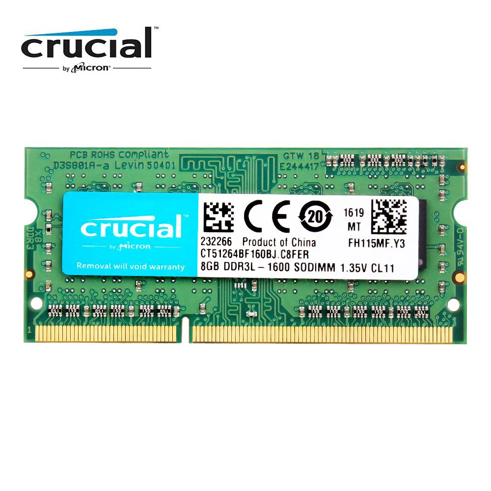 Оперативная память Crucial SO DIMM DDR3 DDR3L 8 ГБ 4 ГБ 1333 МГц 1066 МГц 1600 SODIMM 8 Гб 12800S 1,35 в для памяти ноутбука