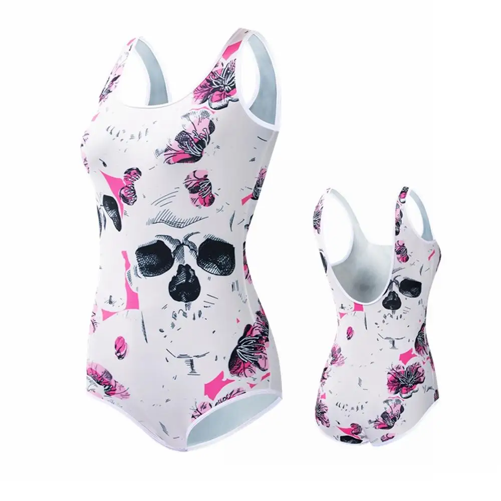 

2019 One Piece Swimsuit Women Swimwear sets Sexy Bodysuit Push Up Bathing Suits Swim Suit Wear Female Beachwear quick dry skull