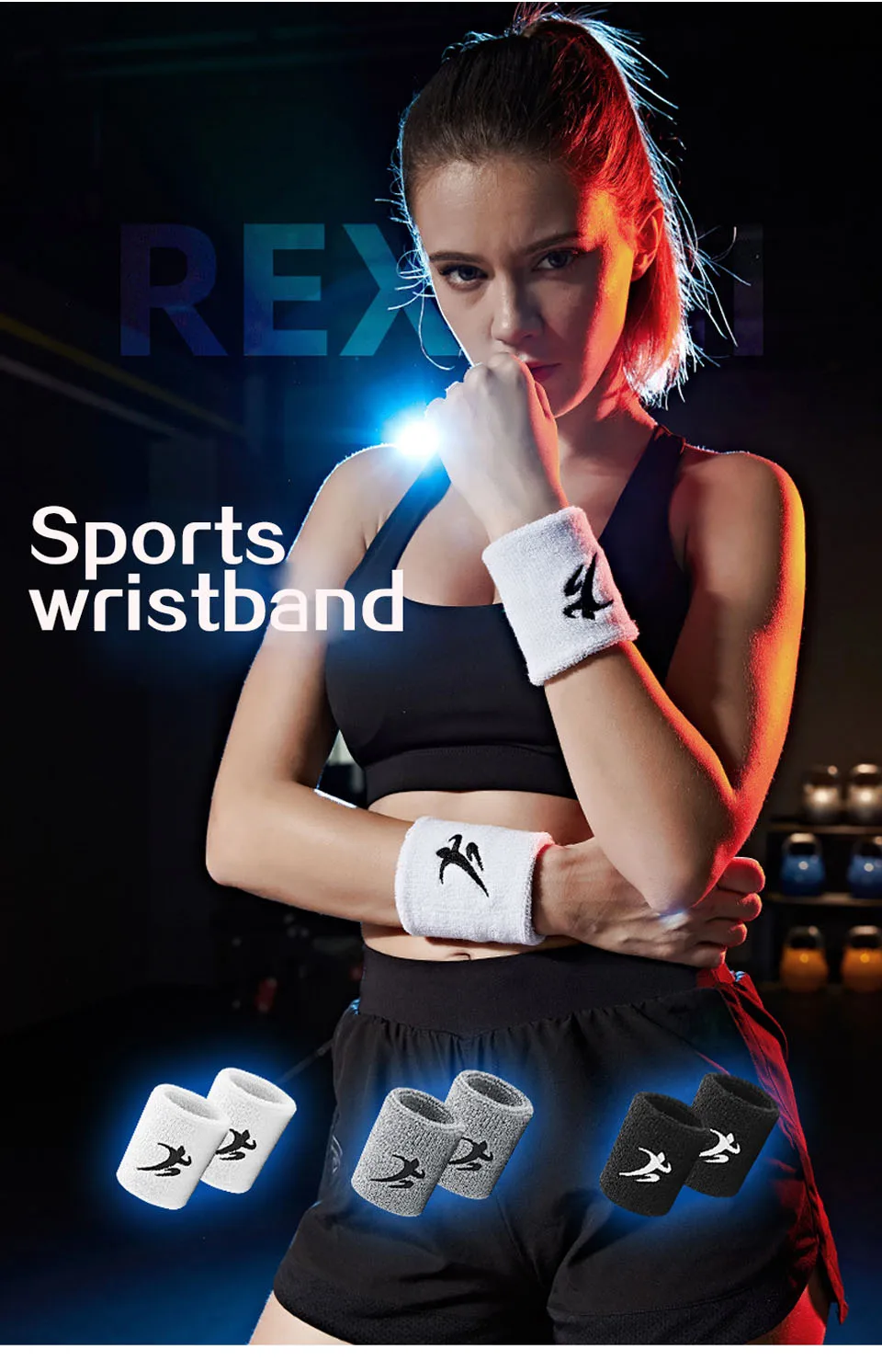 Description Picture 5 of itemCotton Elastic Wristbands Gym Fitness Gear Support Power Weightlifting Wrist Wraps for Basketball Tennis Badminton Brace