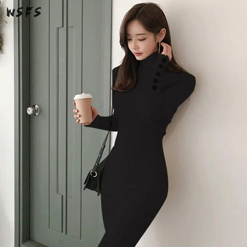 tight black sweater dress