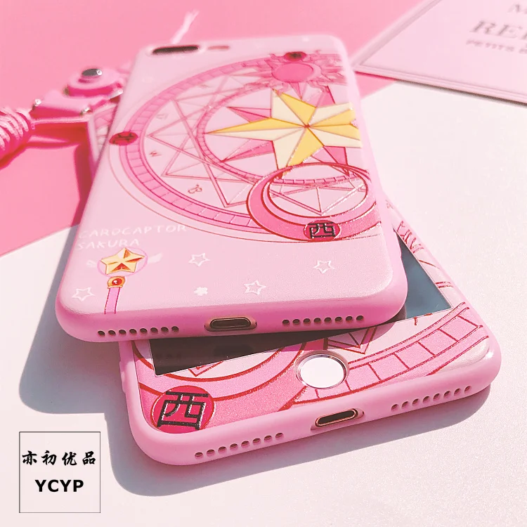 Чехол для iphone 8 8 plus Cardcaptor Sakura+ пленка для экрана из закаленного стекла, розовый чехол для iphone 6 6 S plus 7 7 plus X+ пленка