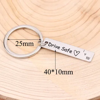

"Drive Safe"Key Chain For Friend Couple Memorial Jewelry Keyring Heart Engraved Boyfriend Hand Stamped Key Holder Gift