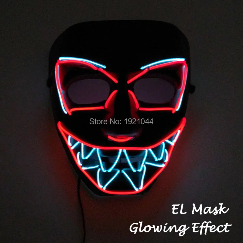 Высококачественный продукт EL Wire Flash Mask цветная неоновая светящаяся маска для