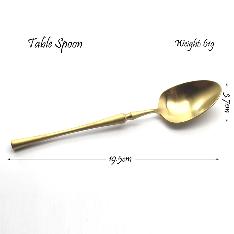 Золотой набор столовых приборов 304 нержавеющая сталь матовый нож вилка Западная столовая посуда набор кухонных принадлежностей - Цвет: Table Spoon