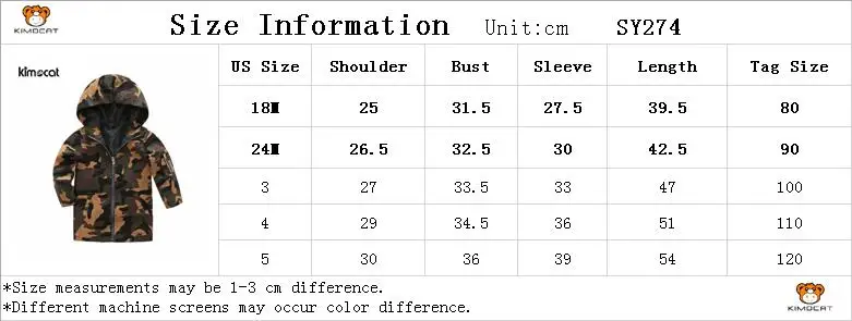 Kimocat/Одежда для маленьких мальчиков; весенняя одежда для мальчиков; камуфляжная ветровка средней длины с капюшоном; одежда для детей; весенняя куртка с цветочным принтом