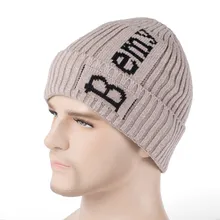 Зимняя нейтральная Мужская и женская вязаная шерстяная с буквенным принтом плюс бархатная Толстая удлиненная шапка с манжетами Удобная унисекс, сохраняющая вязаные шапочки, шапка с буквенным принтом