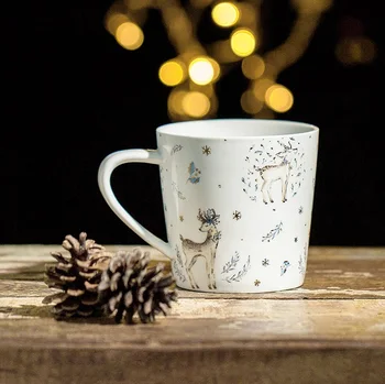 

OUSSIRRO 400ml Ceramic Cup Kit Porcelain Constellation Theme Lucky Merry Christmas Mug Christmas Gift for Friends