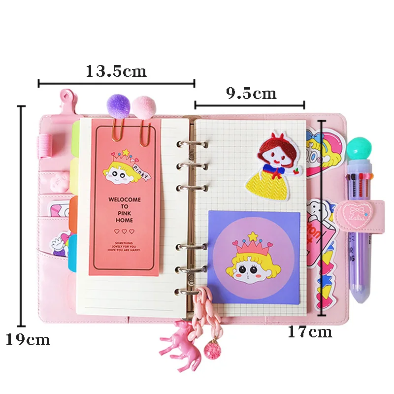 Корейская розовая девушка сердце вкладыш руководство прозрачный дневник DIY стикер блокнот простой А6 суб-Комбинация Ручка блокнот