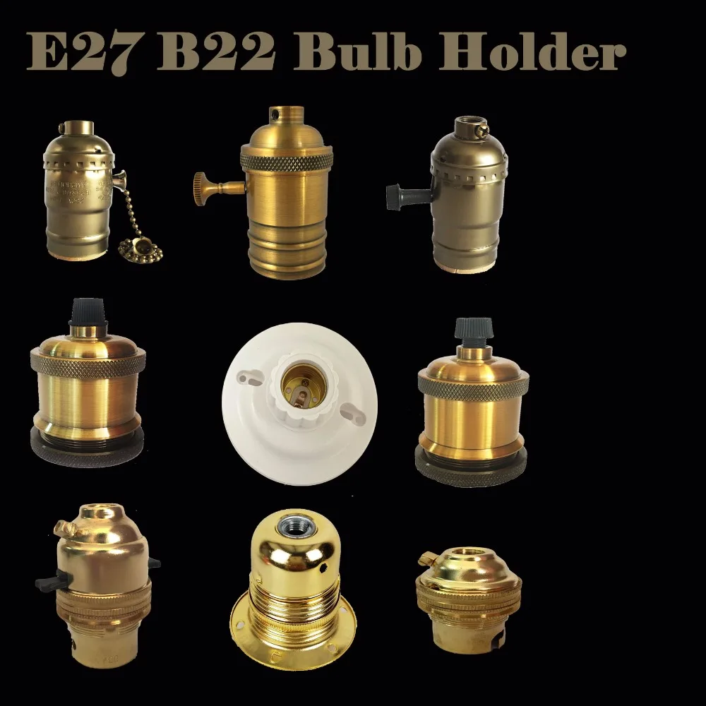

E27 Screw Brass Bronze Plastic Lamp Bulb Holder Socket Vintage Edison Filament