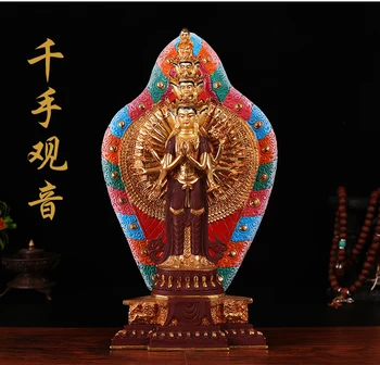 

TOP GOOD 15 inch # large TOP figure of Buddha HOME Protection Tibetan Gold-plated Thousands Hands Guanyin Buddha statue