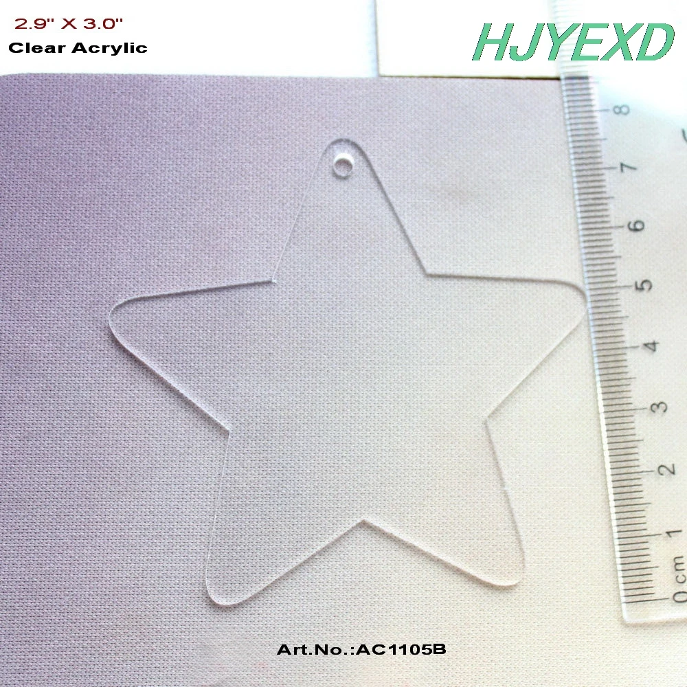 

(6pcs/lot) 76mm Acrylic Star Keychains Laser Cut Eco-Friendly Christmas Keyhains Blank Clear / Black Colors 3"-AC1105B /F