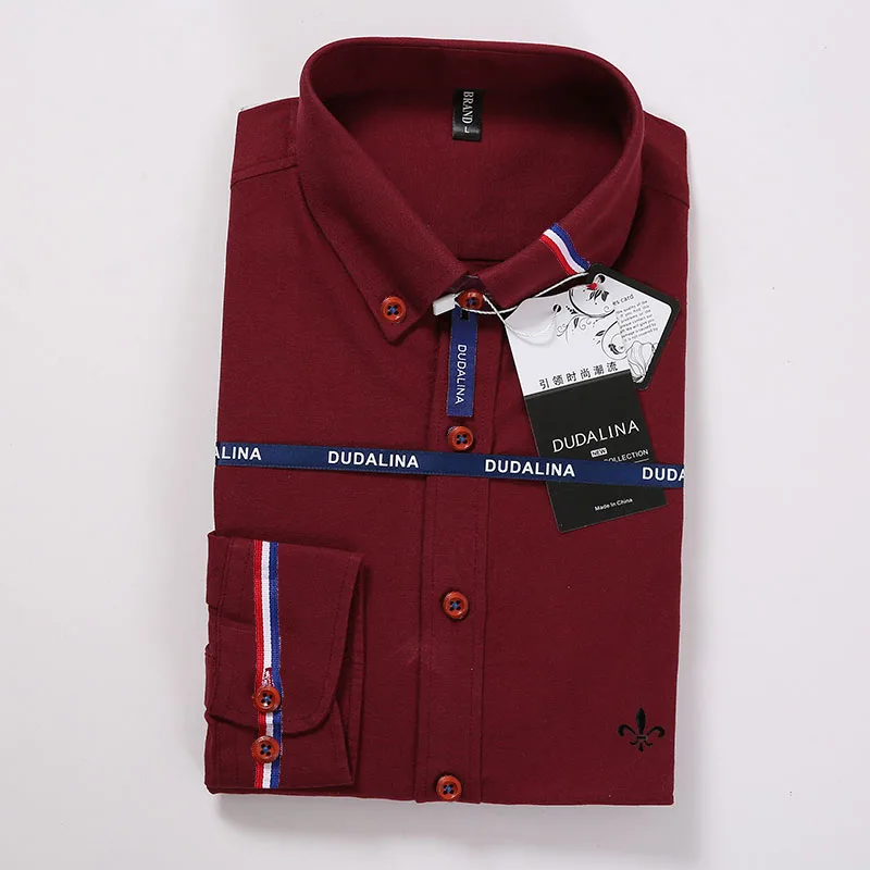 Oxford блуза Dudalina Camisa Social Masculina коктейльные платья с длинным рукавом облегающие джинсы больших размеров для мужчин - Color: DCZ5625-RED