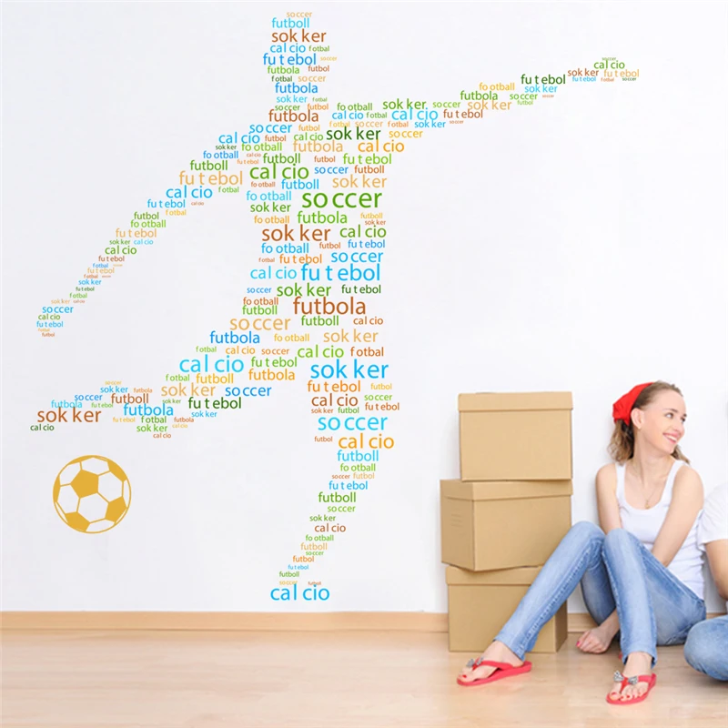 

creative shooting football man wall stickers for kids rooms club bar home decor wall decals pvc mural art diy wallpaper
