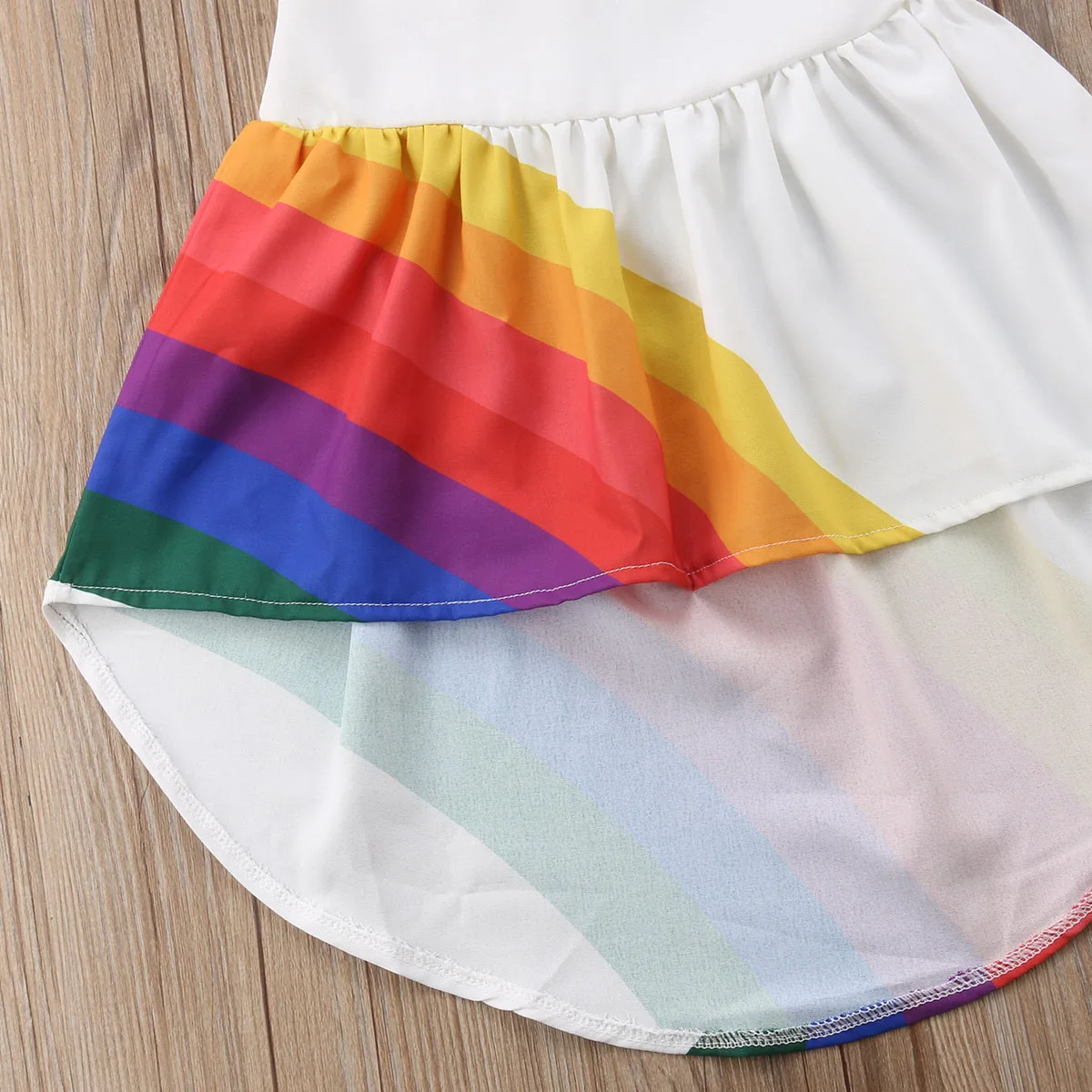 2018 Summer Brand New Princess Dress Kid Baby Girls Party Pageant Cute Sleeveless Backless Strap Rainbow Beach Tutu Dresses 1-6T