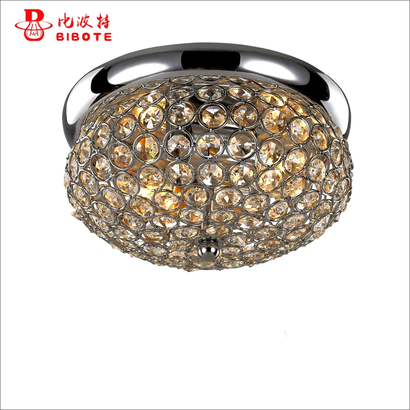 

Modern LED ceiling Chrome Round Crystal Ceiling Light For bedroom study corridor Indoor Lamp with LED bulbs home Free Shipping