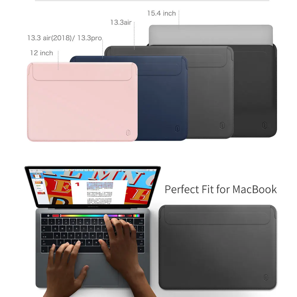 Luva do Portátil para Macbook Case à Prova Portátil para Macbook Couro do Plutônio Bolsa de Caderno Wiwu Mais Novo Dwaterproof Água Bolsa Pro 15 Case ar 13 - Imagem 6