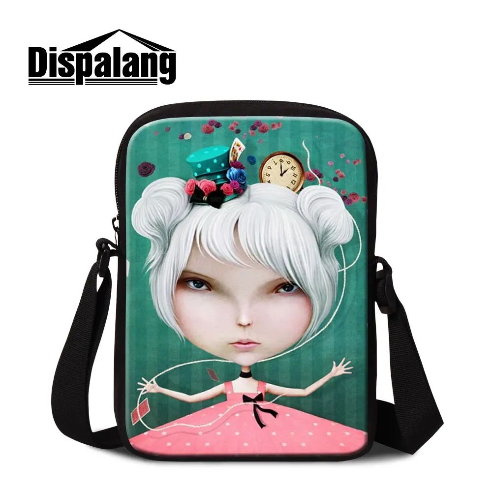 

Dispalang Small Messenger Bag for Girls Doll Print Mini Crossbody Bag for Teenagers Cute Cartoon Square Messenger Bag for Women