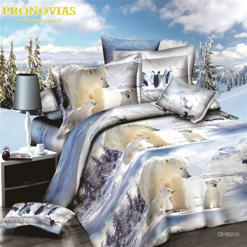 

amazing 3d boutique polar bear bedding set duvet cover bed sheet pillow cases 4pcs,queen size,drop shipping
