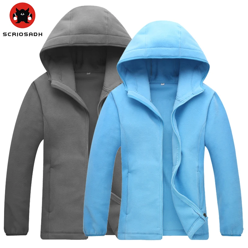 

2019 Winter Thick Keep Warm Men Women Polar Fleece Hooded Coat Windproof Quick Dry Jacket Outdoor Climbing Skiing Fleece Jacket