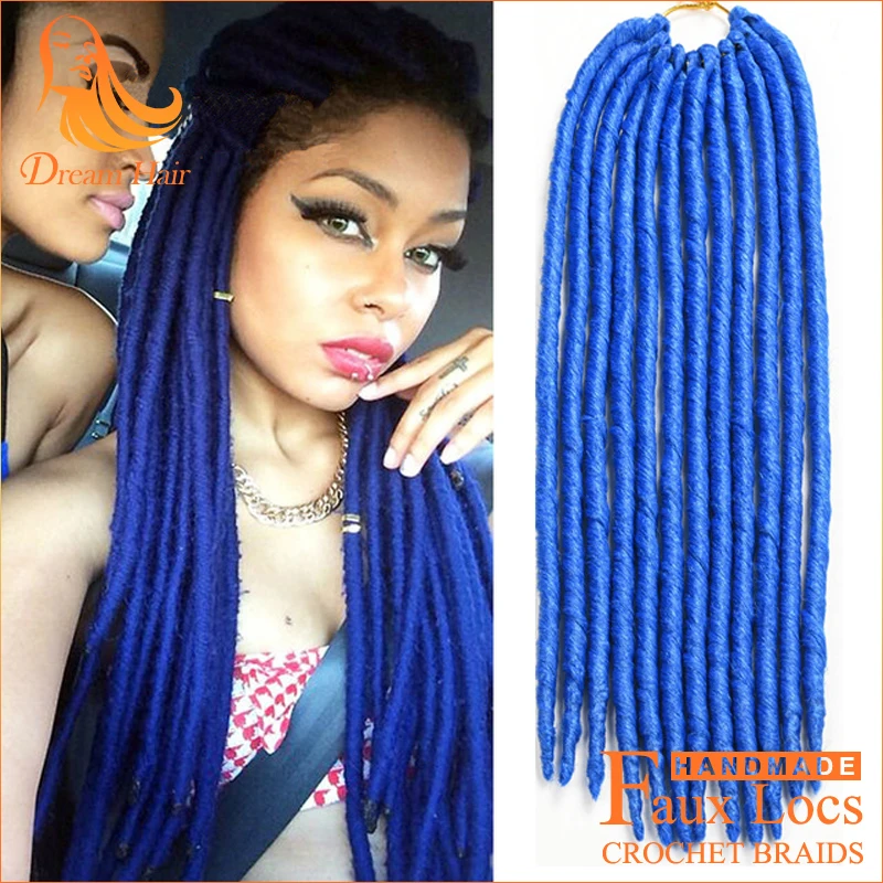 14 inch Blue Faux Locs Crochet Synthetic Braids Hair Extensions 100g