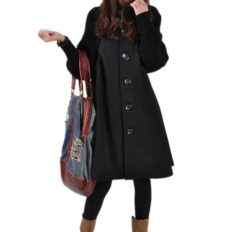 NYFS новое зимнее женское свободное камуфляжное шерстяное утепленное пальто женская верхняя одежда пальто большого размера