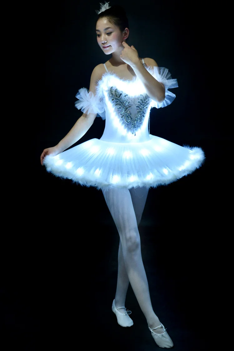 

Girls Ballet Tutu Dress Lighting Dancing Suit Luminous Dances Fluorescent Adult Swan Lake Dancing Performance Costumes D-0320