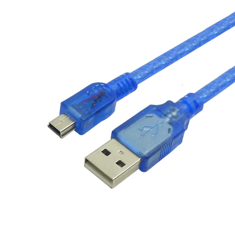 Синий короткий USB 2 0 A штекер в Mini 5 Pin B кабель для передачи данных зарядный шнур