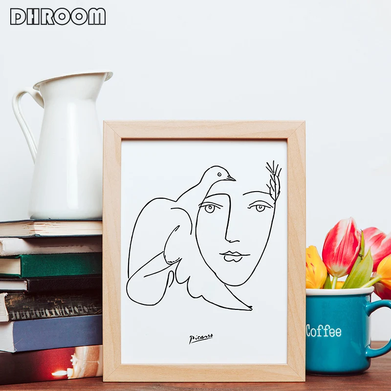 Picasso Line Art Drawing Canvas Art Prints Sketches Woman Bouquet of Peace Painting Poster Minimalist Wall Art Home Wall Decor