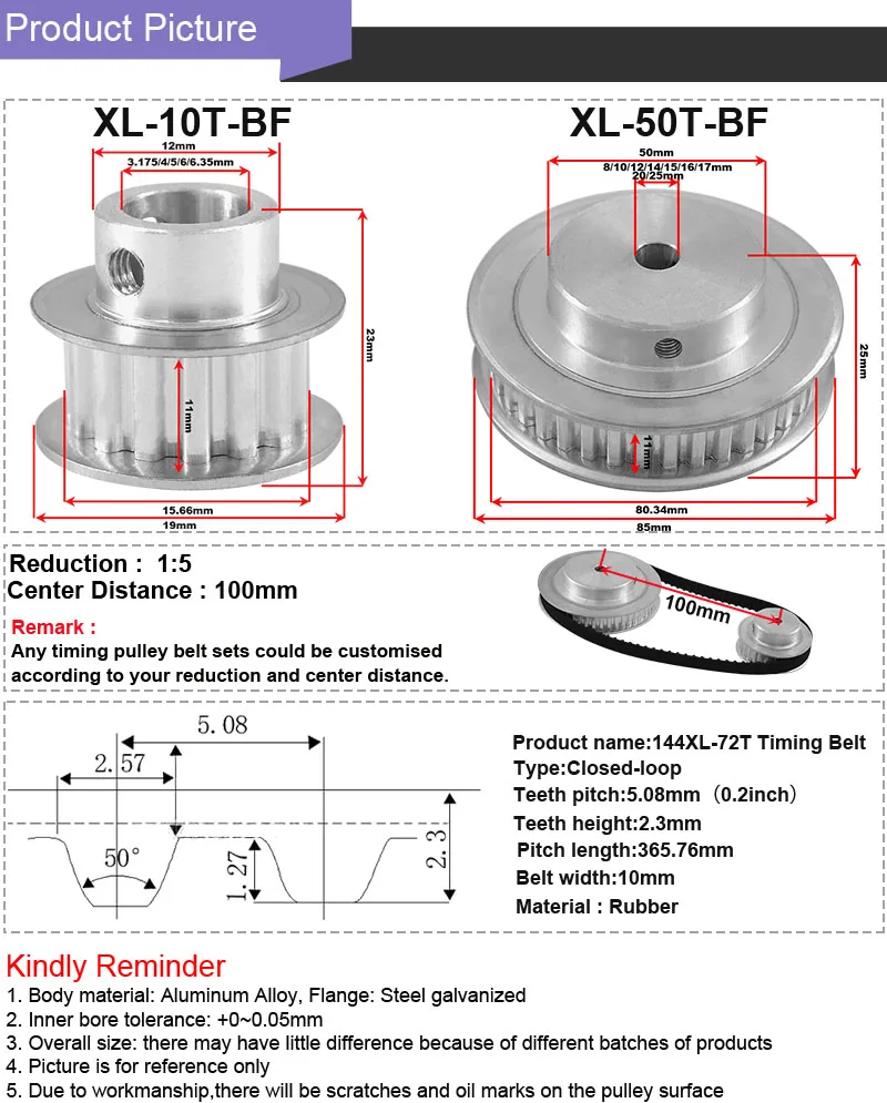 redução 1:5 xl 10 t 50 t