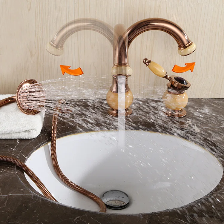 ارتفع الذهب الفاخرة الصلبة براس اليشم حجر الشلال بالوعة الحمام صنبور حوض الغرور خلاط صنبور مع النحاس يده دش رئيس ارتفع الذهب الفاخرة الصلبة براس اليشم حجر الشلال بالوعة الحمام صنبور حوض الغرور خلاط صنبور مع النحاس يده دش رئيس